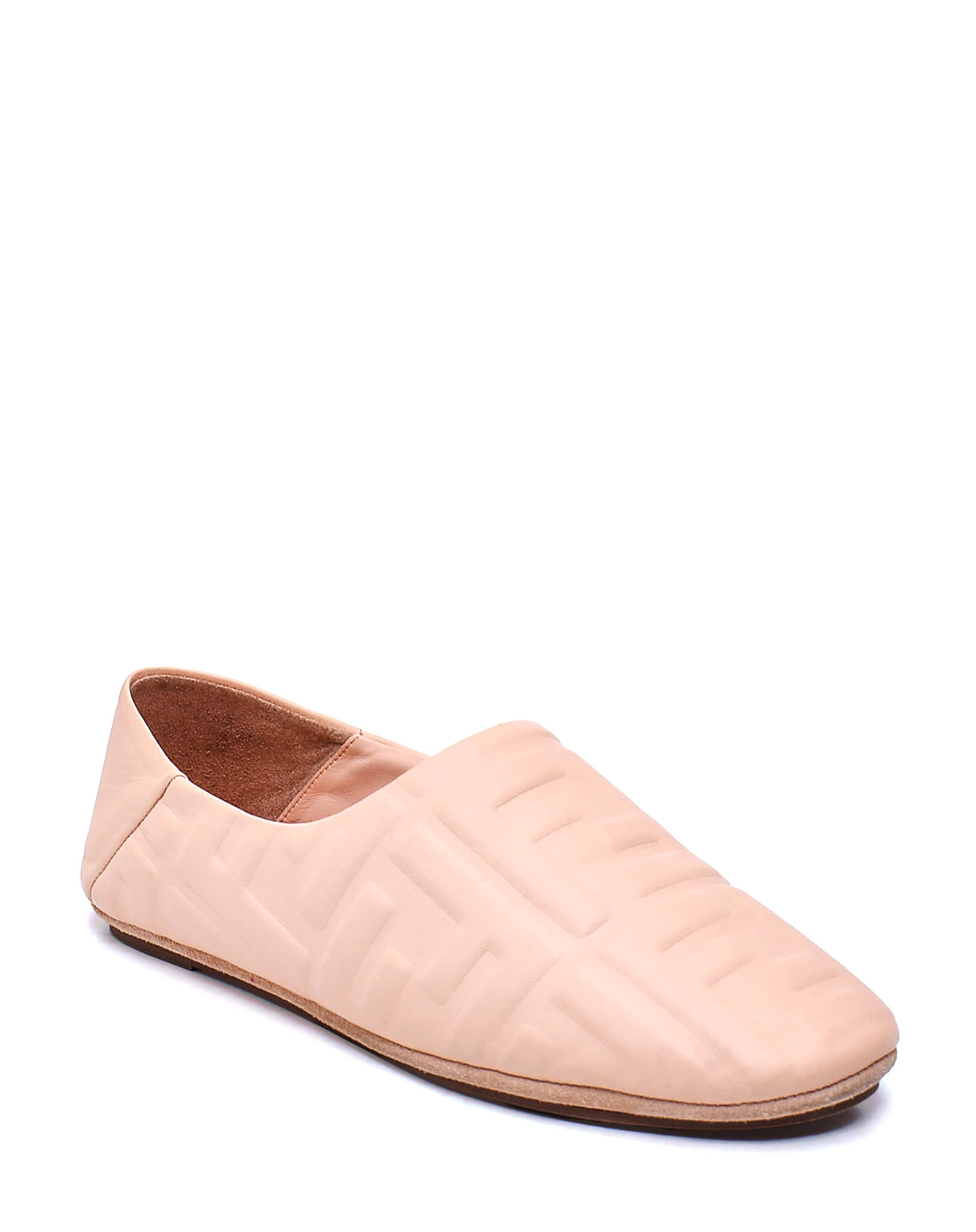 Fendi- Powder Pink FF Embossed Leather Ballerina Flats / 36